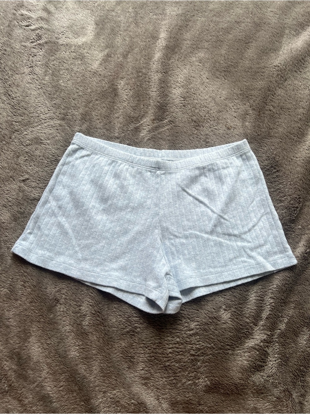 Brandy Melville Light Gray Ribbed Sleep Shorts
